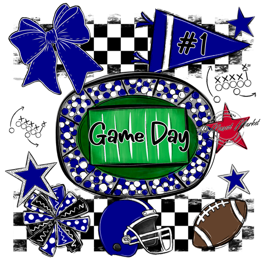 Game Day Checkers Spirit Design-Blue