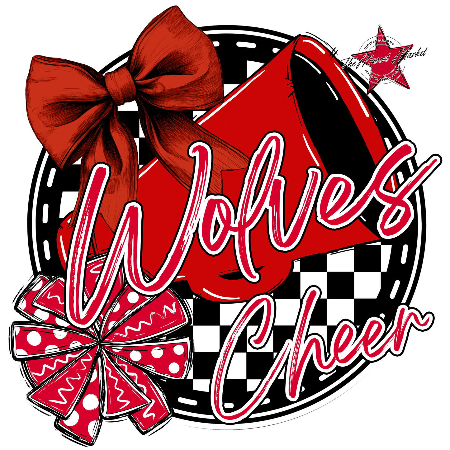 Wolves Circle Cheer Design-Red