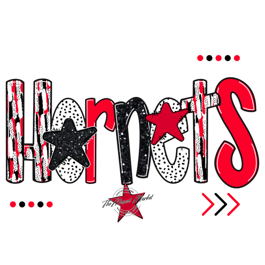 Hornets Brushstroke Alpha w Arrows-Red