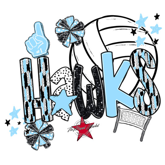 Hawks Volleyball Scrape-Columbia Blue