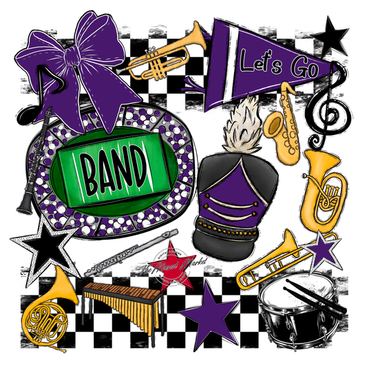 Band Checkers Spirit Design-Purple