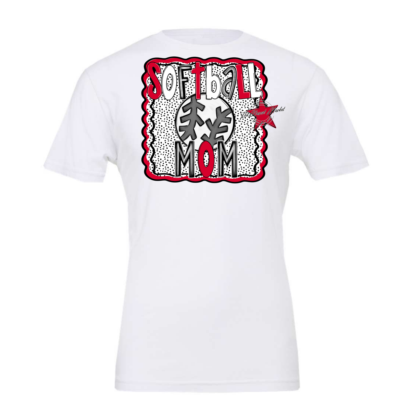 Softball Mom Dot Design-Red