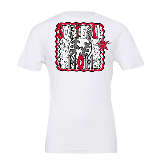 Softball Mom Dot Design-Red