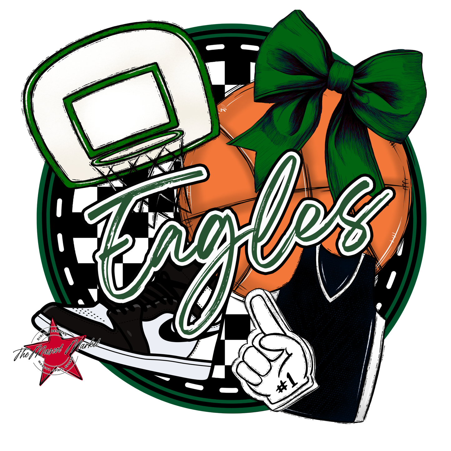 Eagles Circle Basketball Design-Green