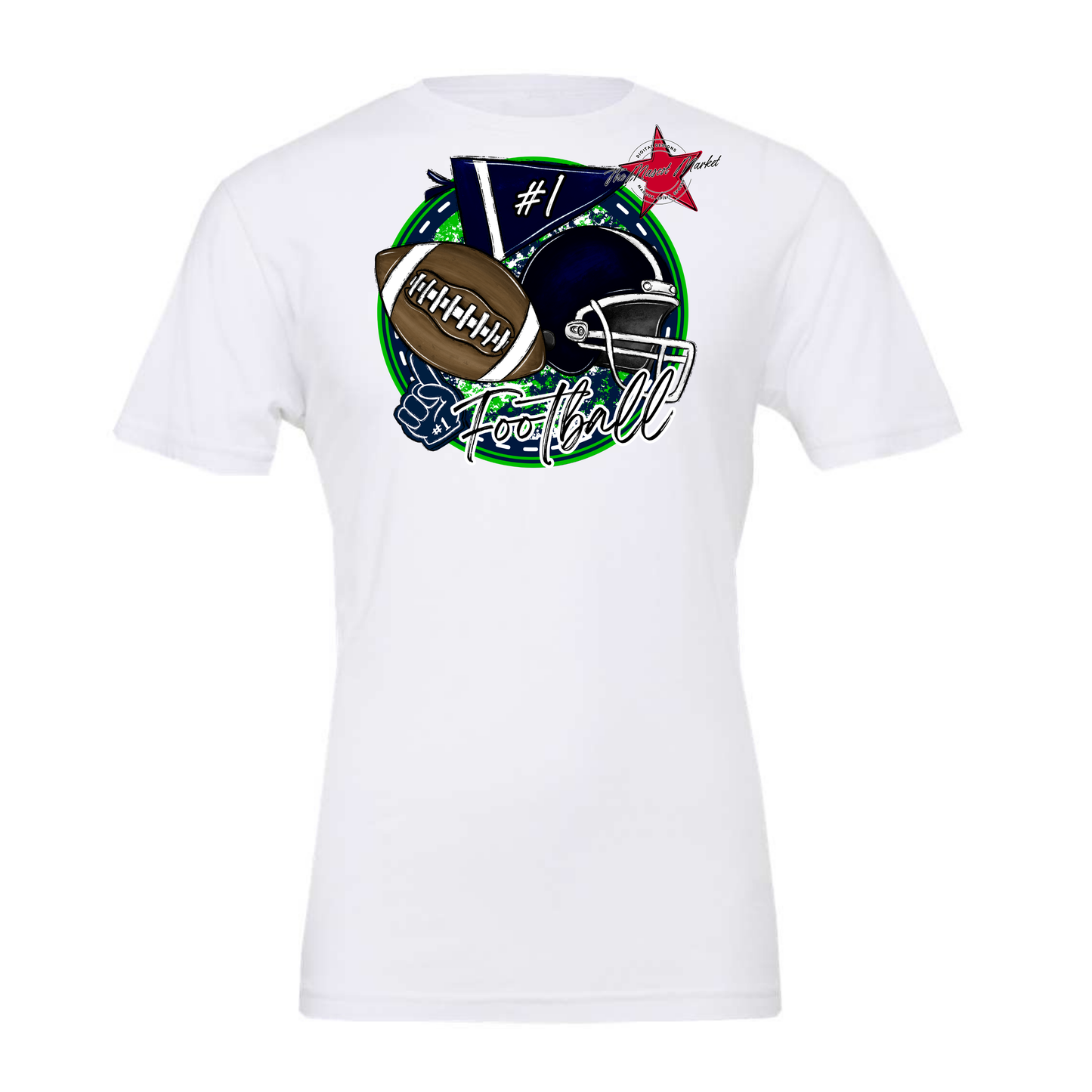 Football Circle Design-Navy-Bright Green