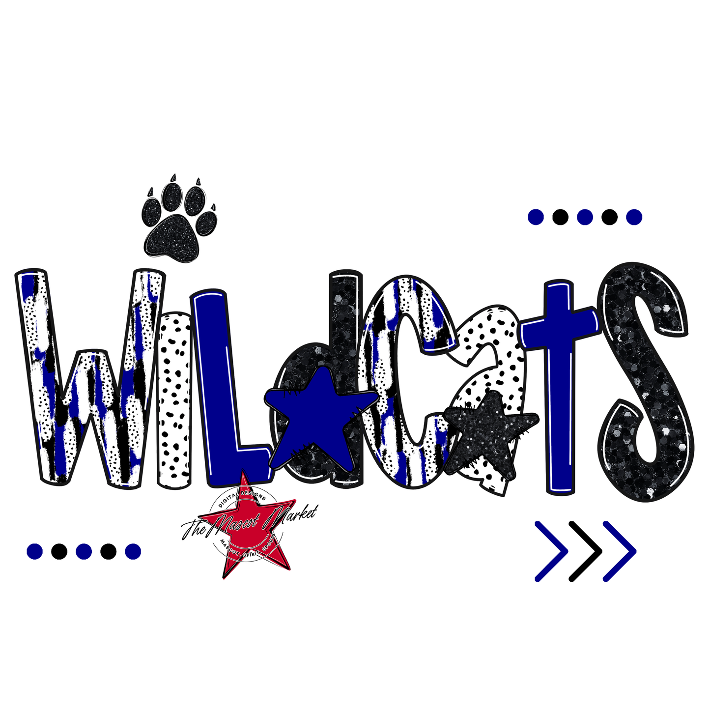 Wildcats Brushstroke Alpha w Arrows-Blue