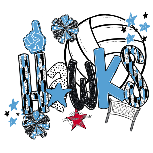 Hawks Volleyball Scrape-Carolina Blue