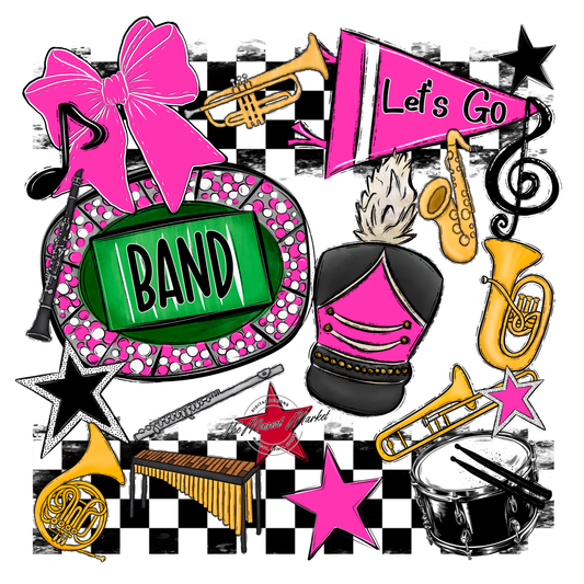 Band Checkers Spirit Design-Pink