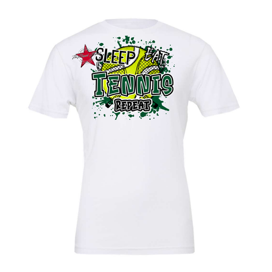 Eat Sleep Tennis Repeat-Green