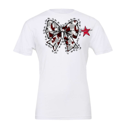 Go, Fight, Win, Splatter Bow Design-Maroon-Grey