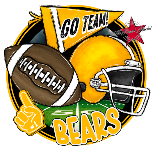 Bears Circle Football Design-Yellow