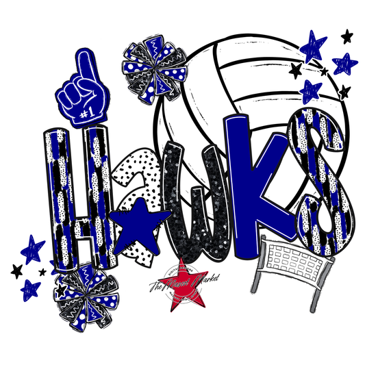 Hawks Volleyball Scrape-Blue
