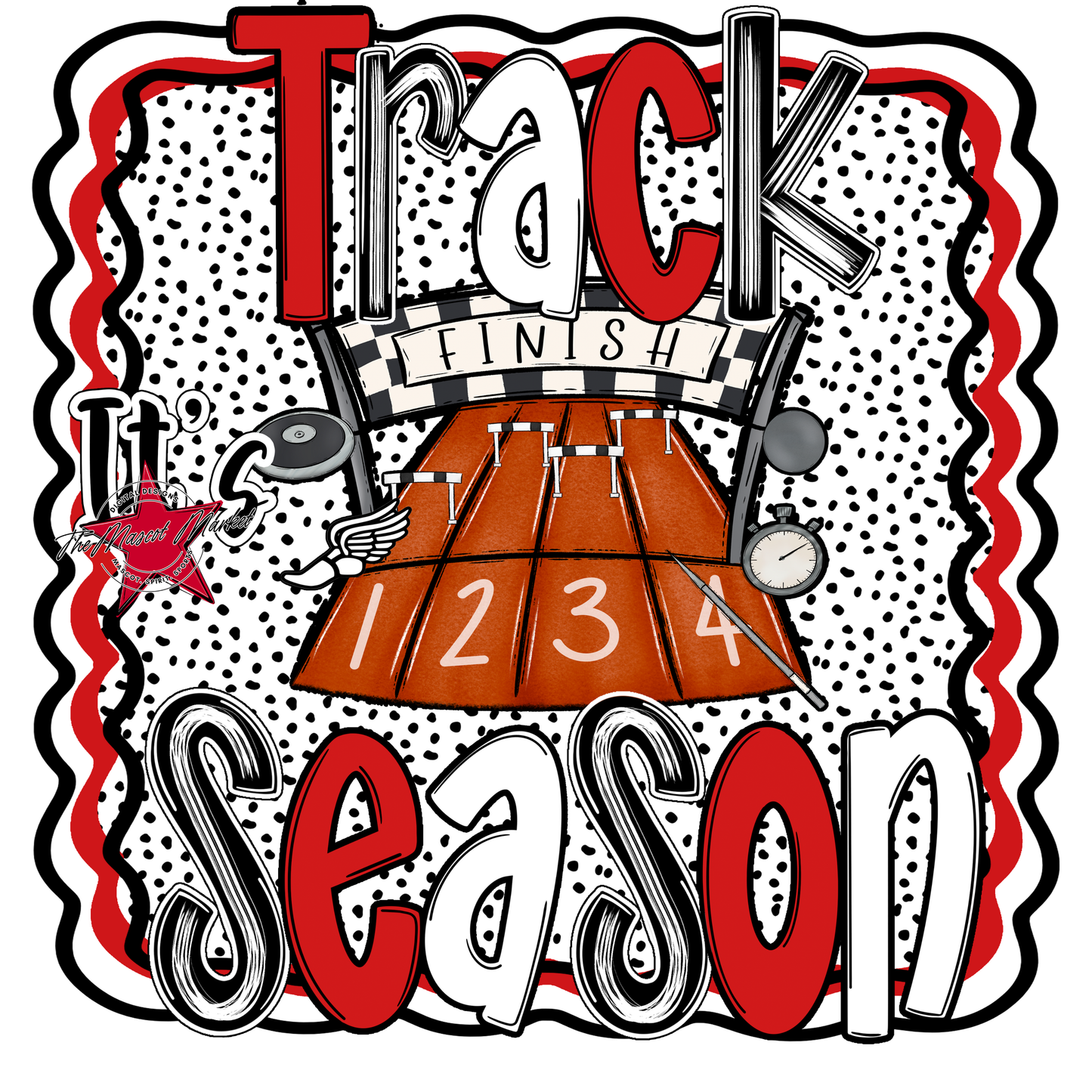 It's Track Season Dot Design-Red