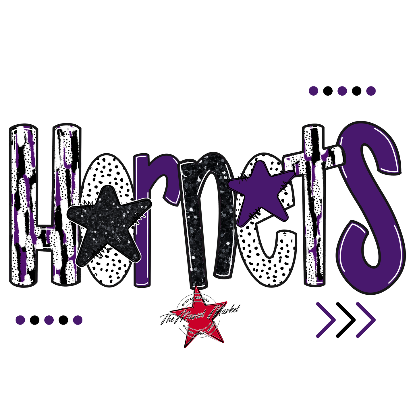 Hornets Brushstroke Alpha w Arrows-Purple