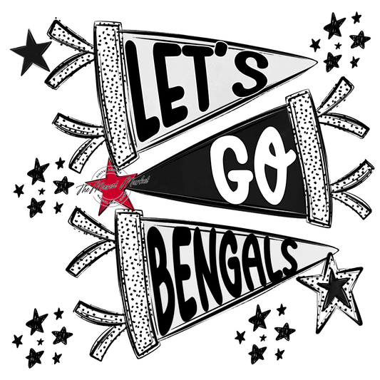 Bengals Let's Go Flag Design-Black & White