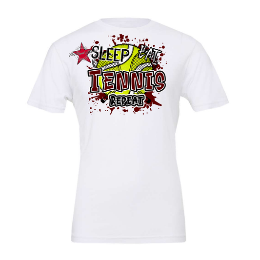 Eat Sleep Tennis Repeat-Maroon