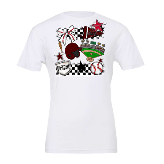 Aggies Baseball Checkers Design-Maroon