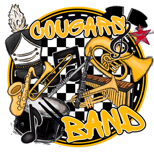 Cougars Circle Band Design-Yellow