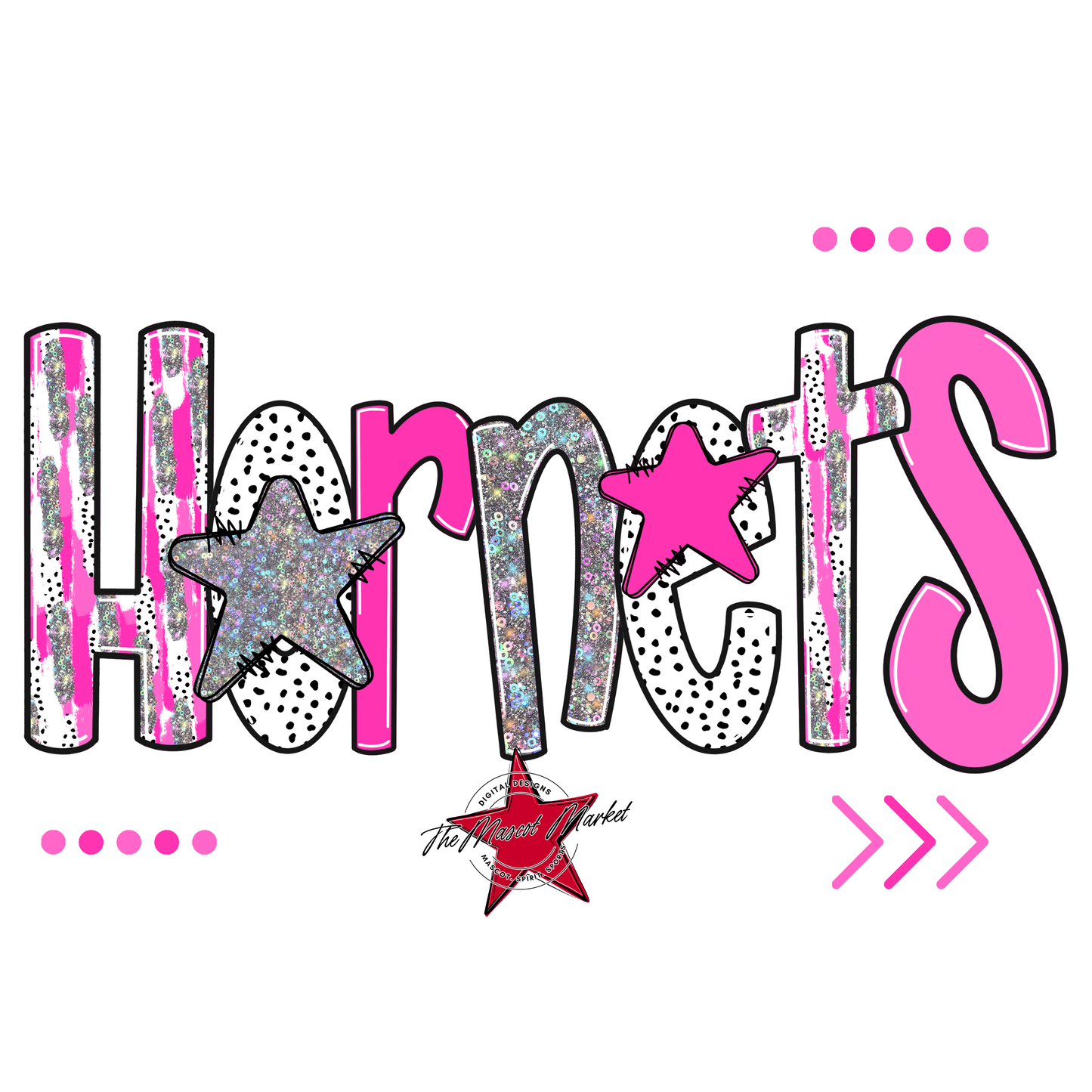 Hornets Brushstroke Alpha w Arrows-Pink