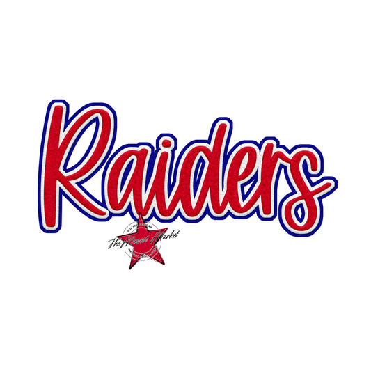 Raiders Faux Chenille Patch-Blue-Red