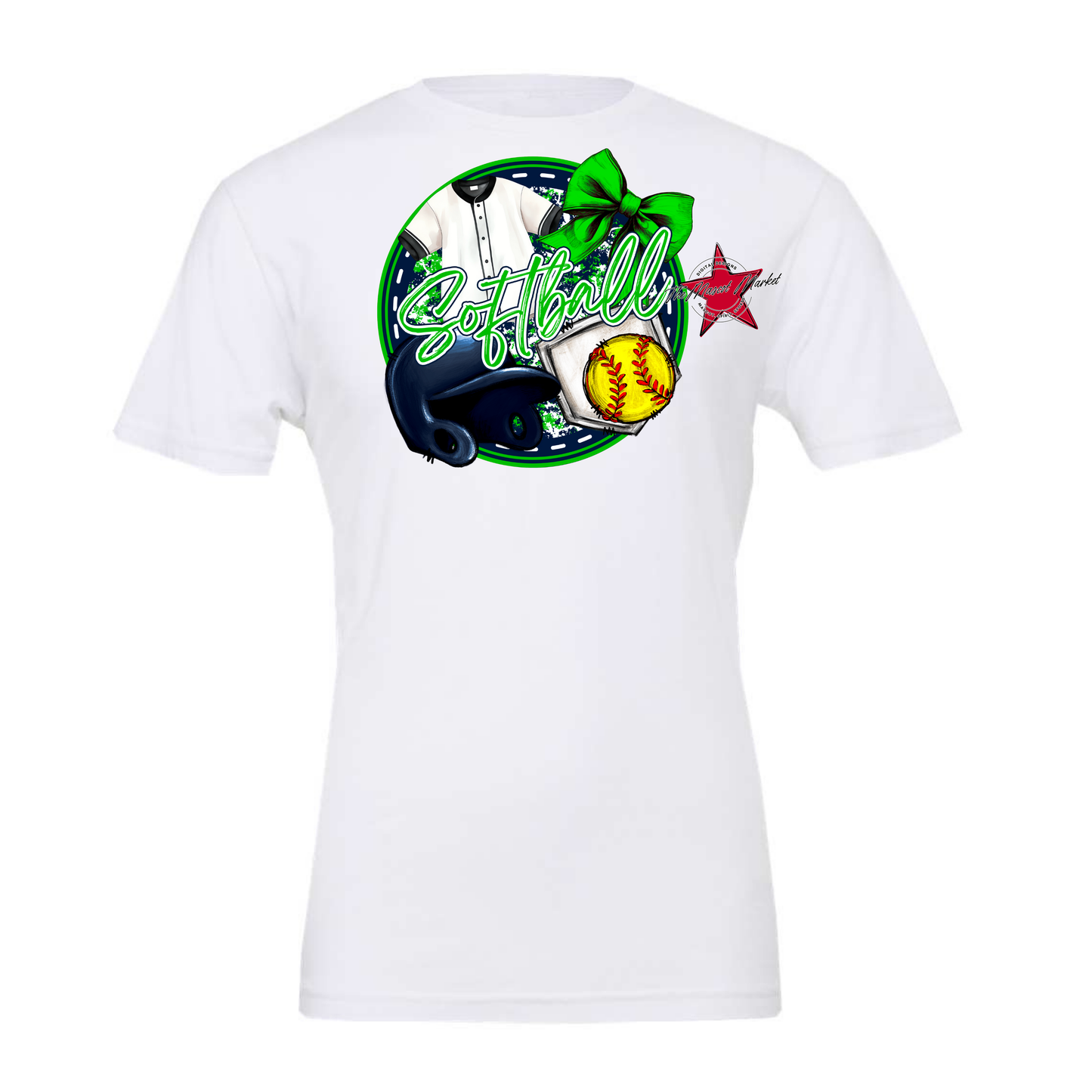Circle Softball Design-Navy-Bright Green