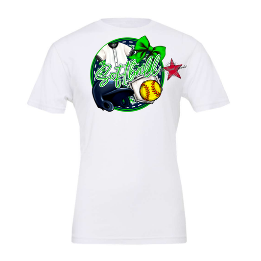 Circle Softball Design-Navy-Bright Green