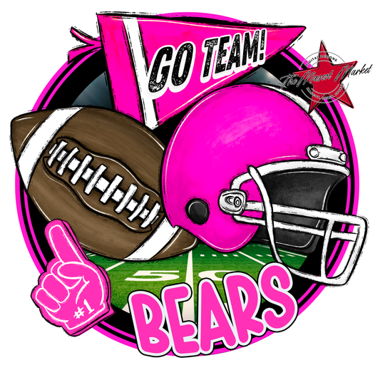 Bears Circle Football Design-Pink
