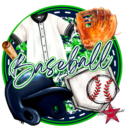 Circle Baseball Design-Navy-Green