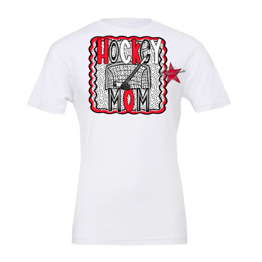 Hockey Mom Dot Design-Bright Red