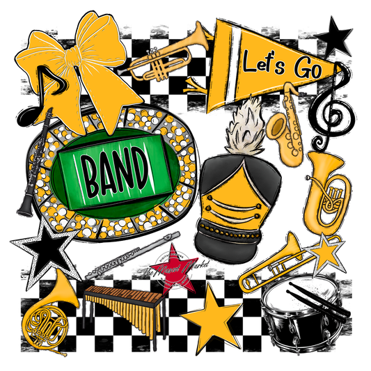 Band Checkers Spirit Design-Yellow