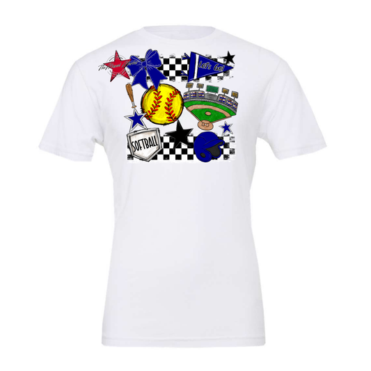 Softball Checkers Spirit Design-Blue