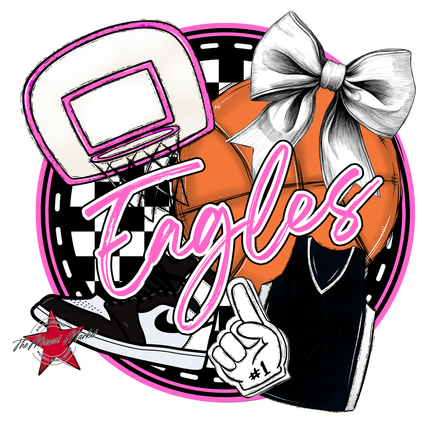 Eagles Circle Basketball Design-Baby Pink