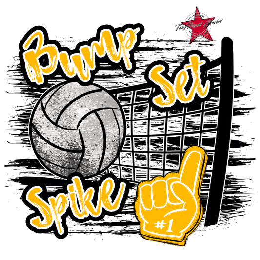 Volleyball Sequins w Net-Yellow