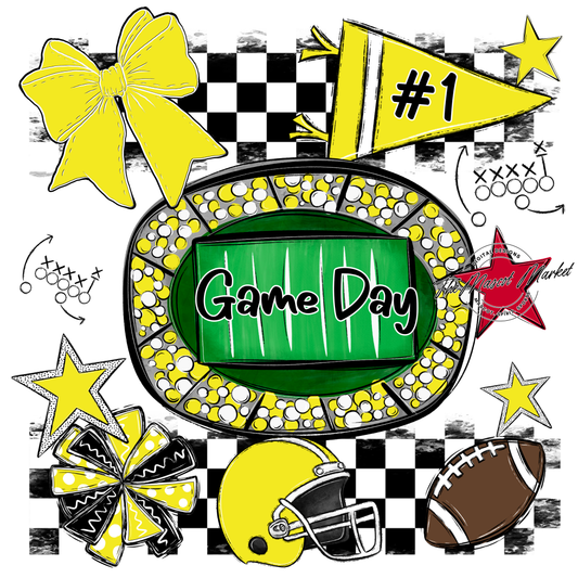 Game Day Checkers Spirit Design-Bright Yellow