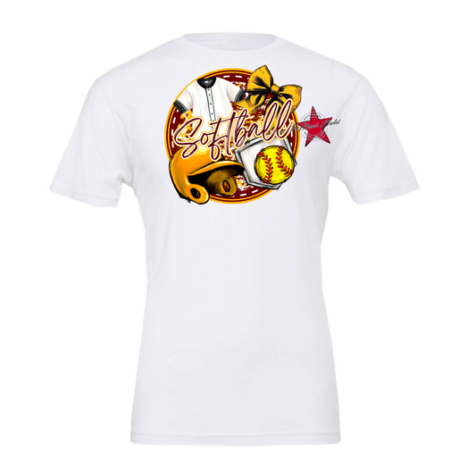 Circle Softball Design-Maroon-Yellow
