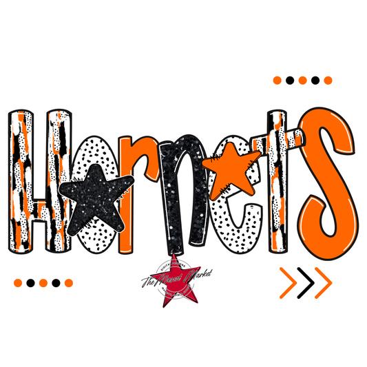 Hornets Brushstroke Alpha w Arrows-Orange