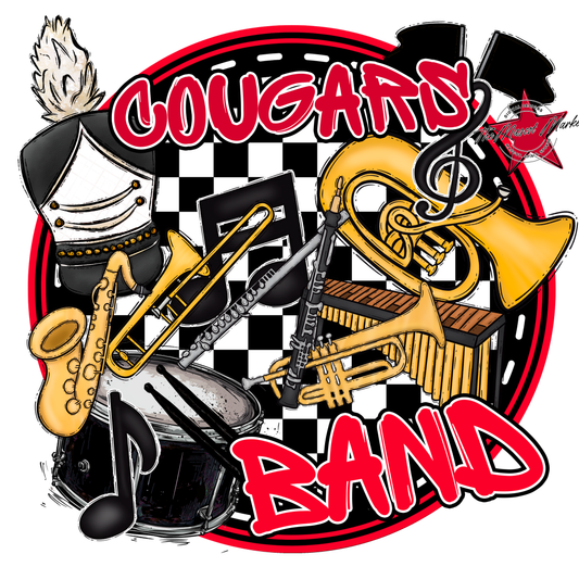 Cougars Circle Band Design-Red