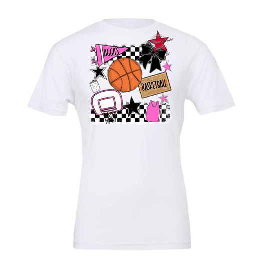 Aggies Basketball Checkers Design-Baby Pink