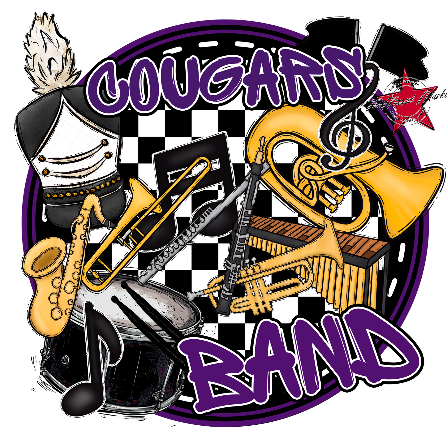 Cougars Circle Band Design-Purple