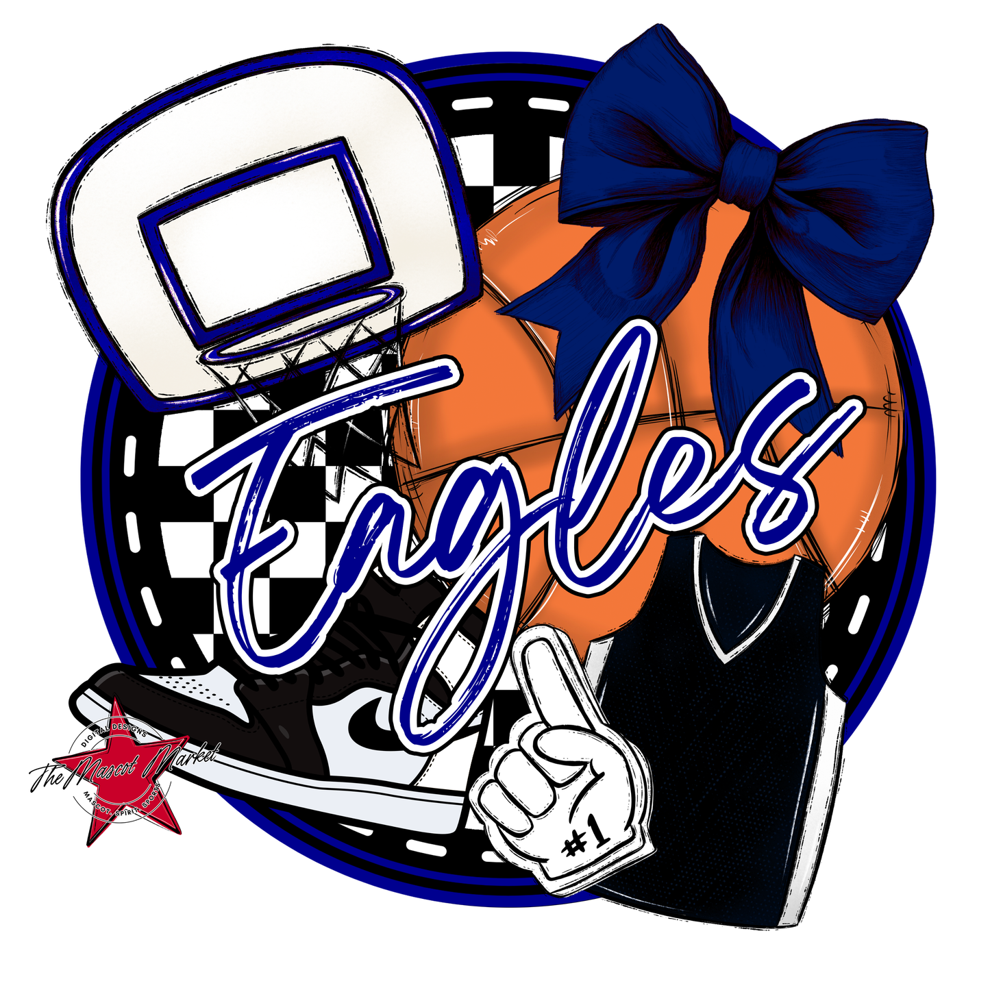 Eagles Circle Basketball Design-Blue
