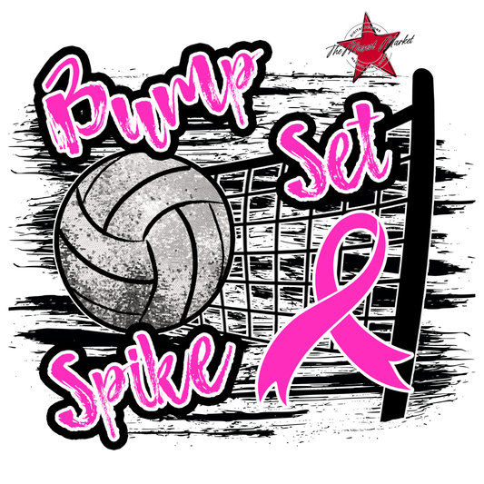 Volleyball Game Day w Net & Ribbon-Pink