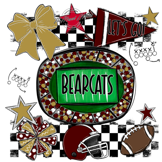 Bearcats Checkers Spirit Design-Maroon-Gold