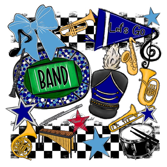 Band Checkers Spirit Design-Blue-Carolina Blue