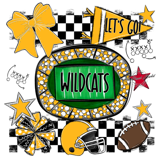 Wildcats Checkers Spirit Design-Yellow