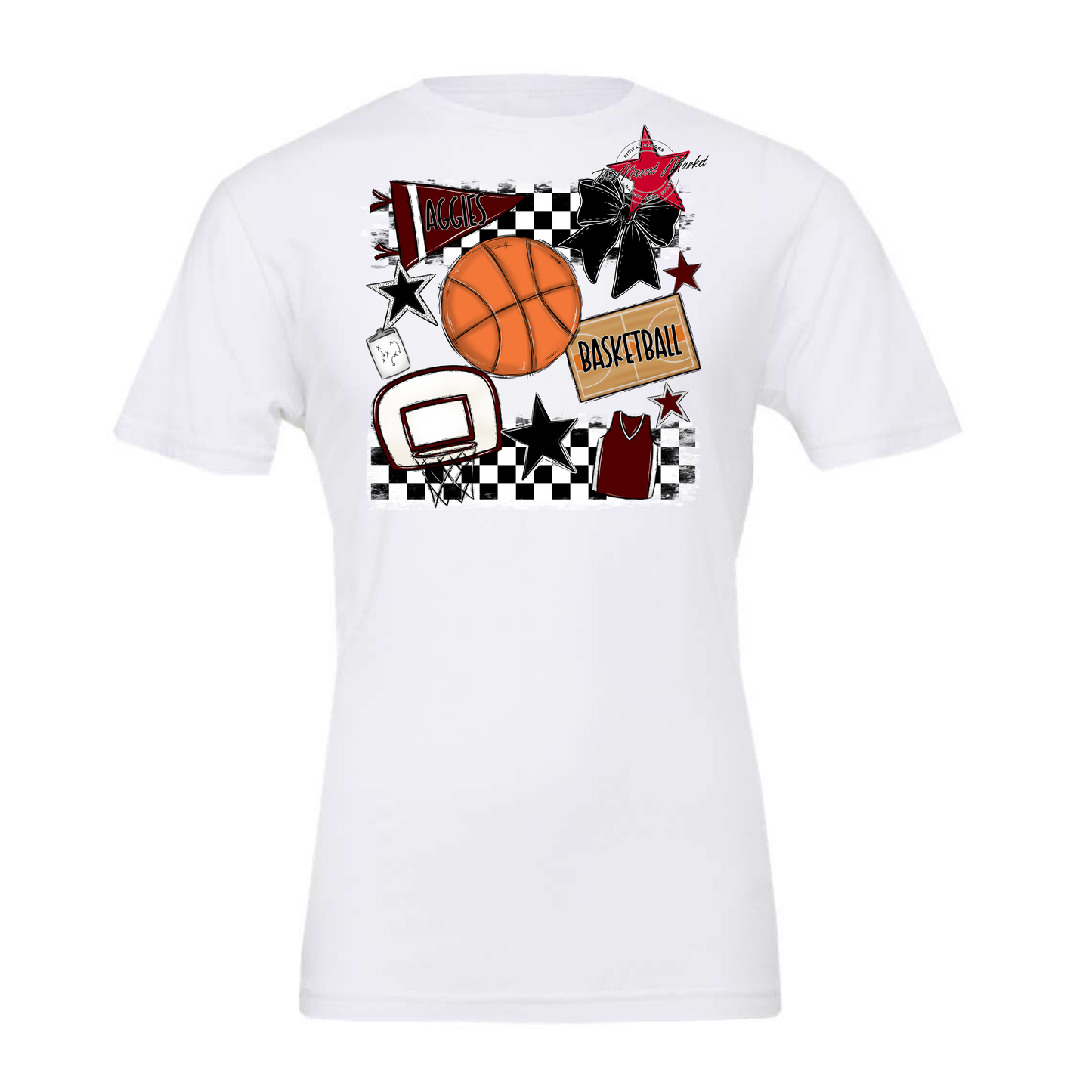 Aggies Basketball Checkers Design-Maroon