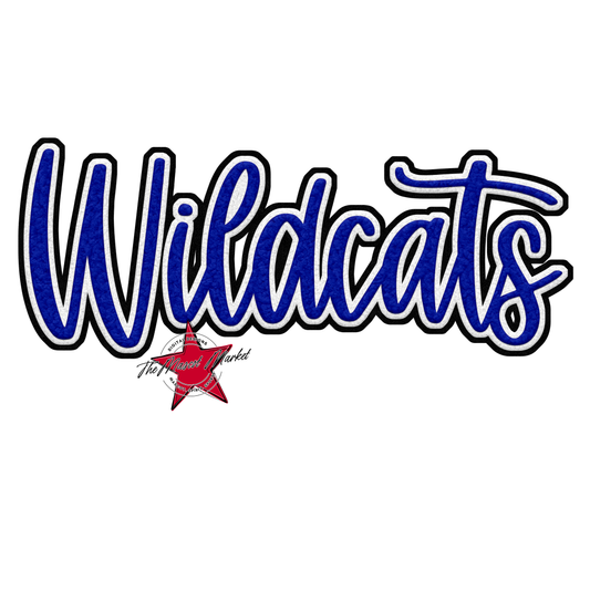 Wildcats Faux Chenille Patch-Blue