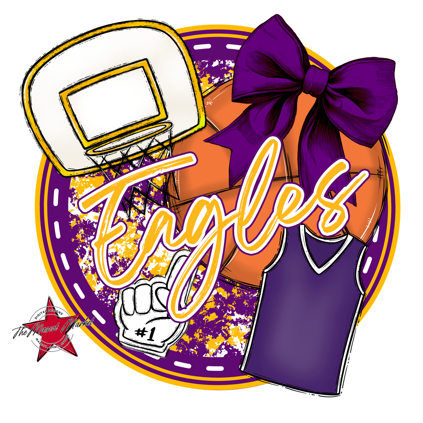 Eagles Circle Basketball Design-Purple-Yellow