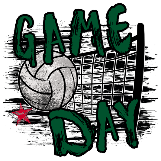 Volleyball Game Day w Net-Green