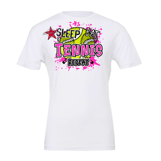Eat Sleep Tennis Repeat-Pink