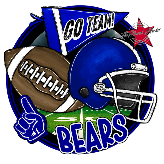 Bears Circle Football Design-Blue
